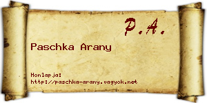 Paschka Arany névjegykártya